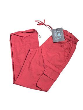 NWT | SOIATOT Crimson Red Parachute Cargo Pants Adjustable Toggle Hem | Small